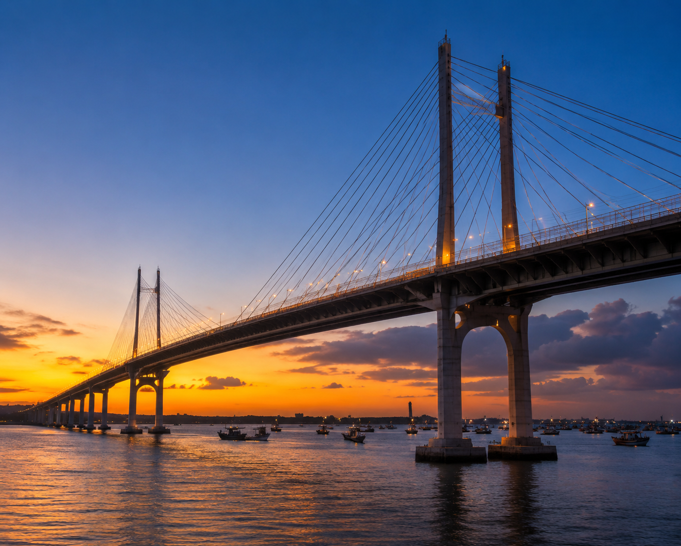 Cebu-Cordova Link Expressway bridge at sunset