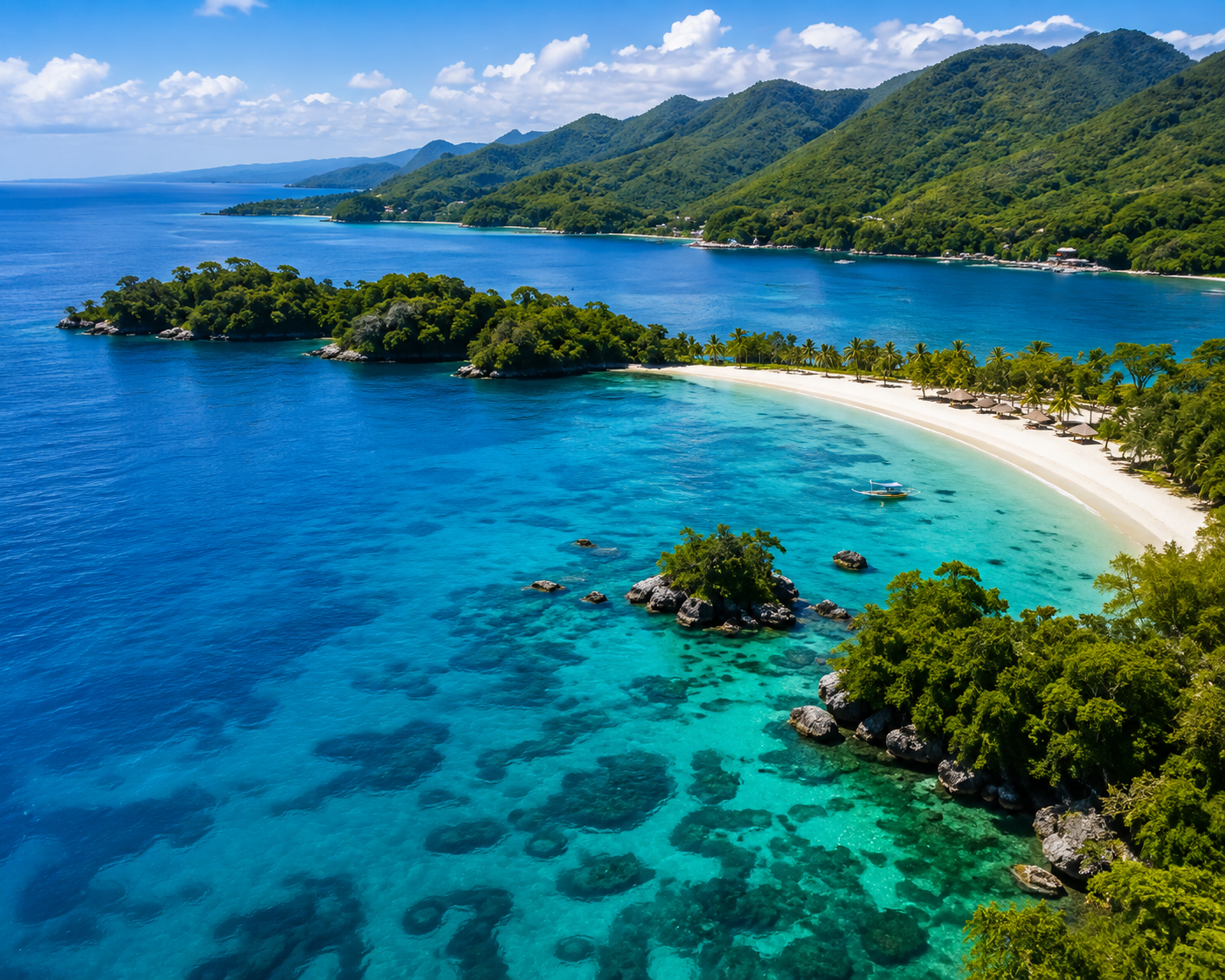 Aerial view of turquoise lagoon near Cebu