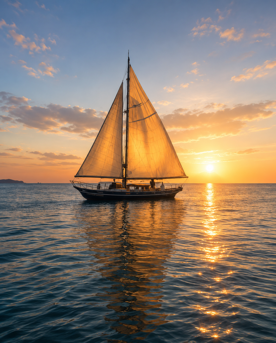 Sailboat at sunset in Boracay