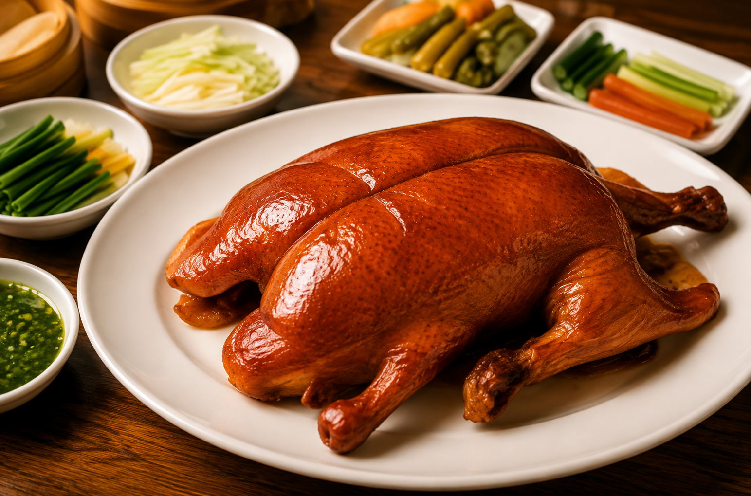 Peking Duck dish served with sides