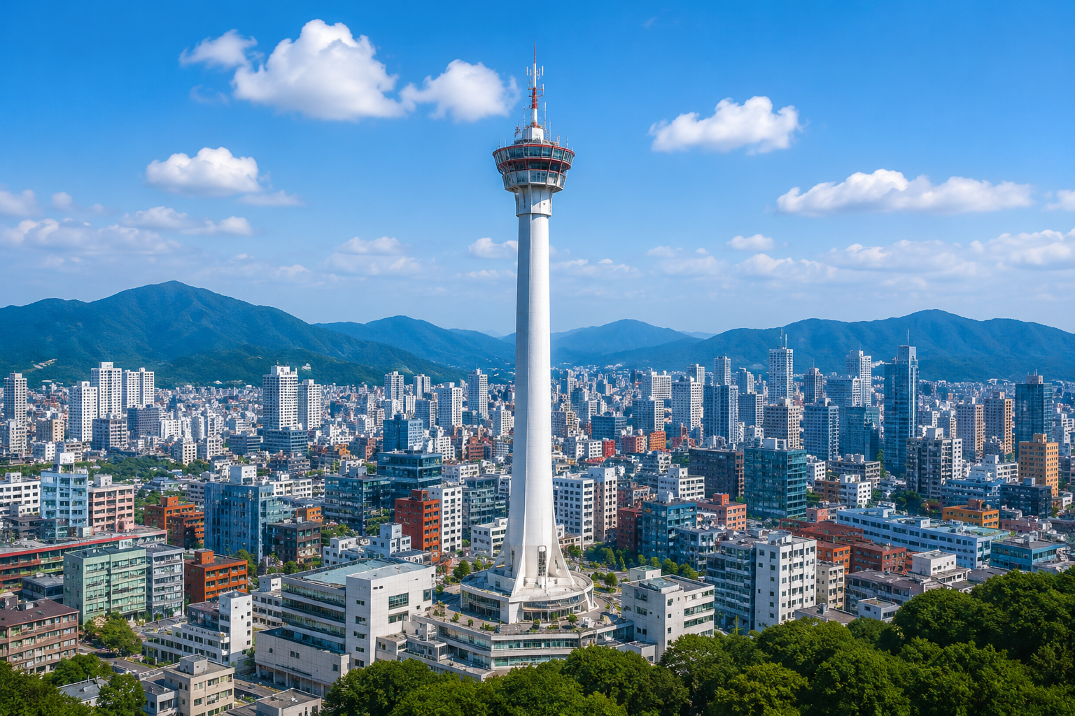 Busan Tower over the city skyline