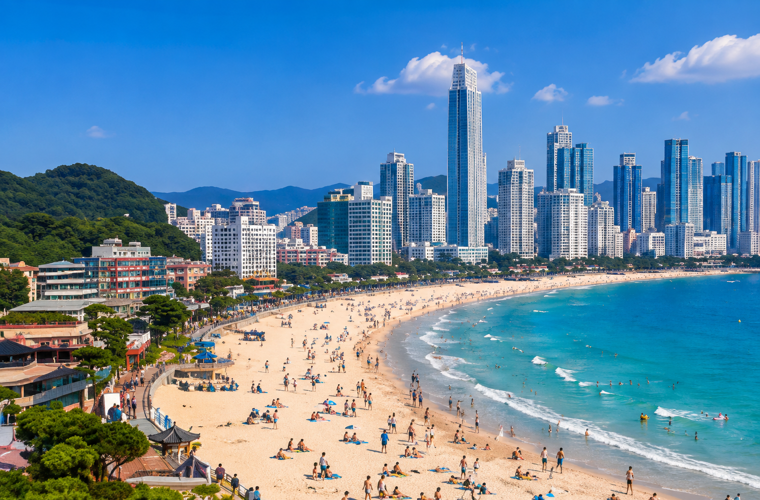 Haeundae Beach with skyline