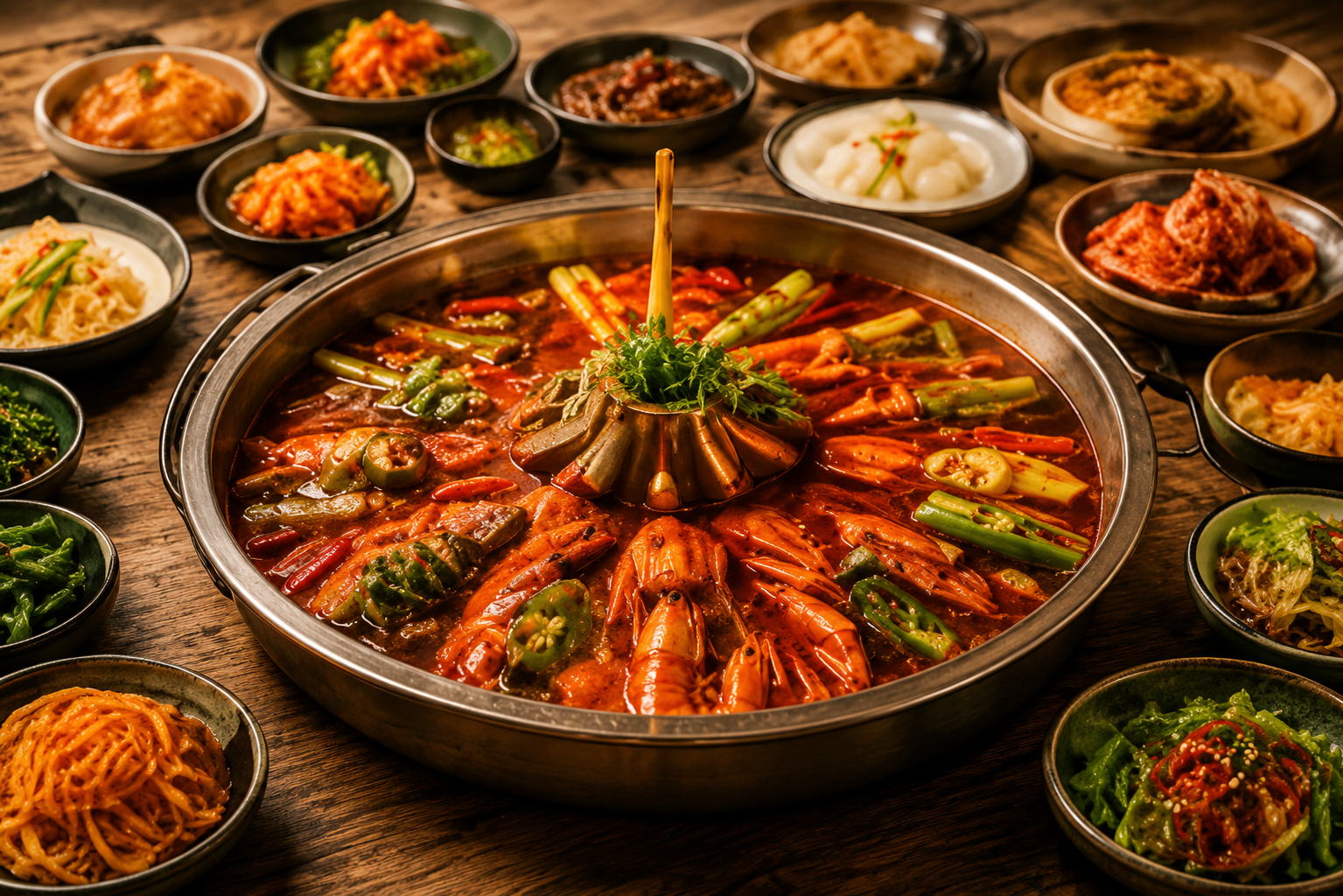 Sichuan hot pot spread