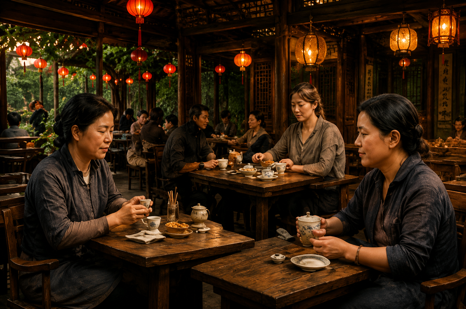People's Park tea house patrons