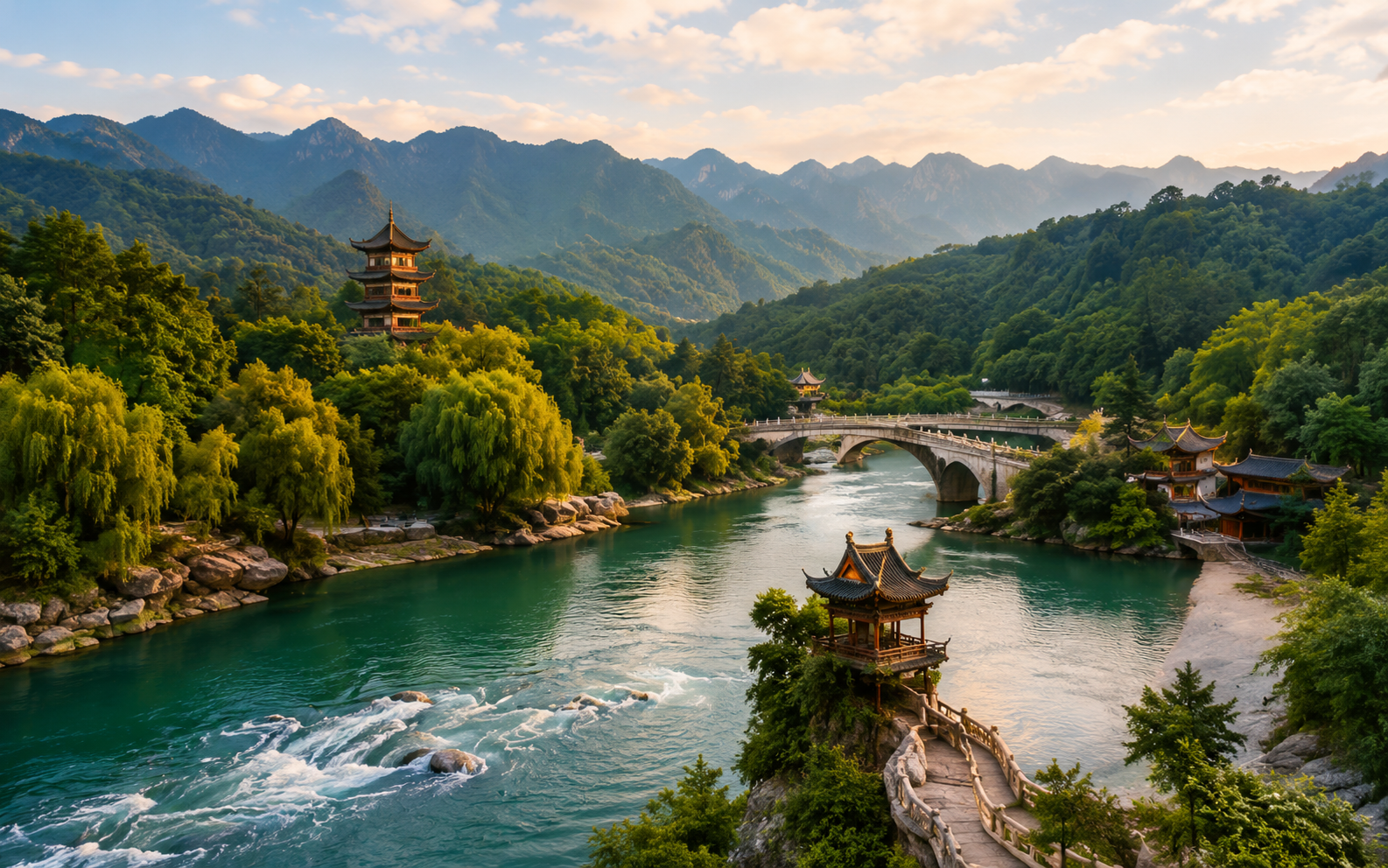 Du Jiang Yan Irrigation System scenic view