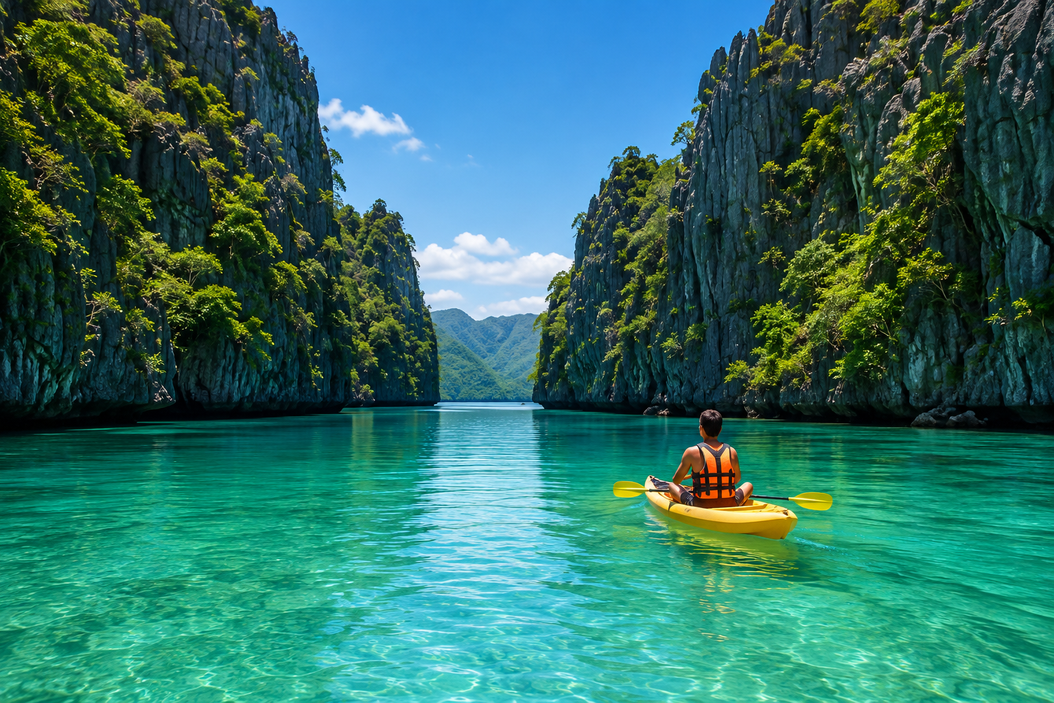 Kayaking in Palawan's turquoise waters