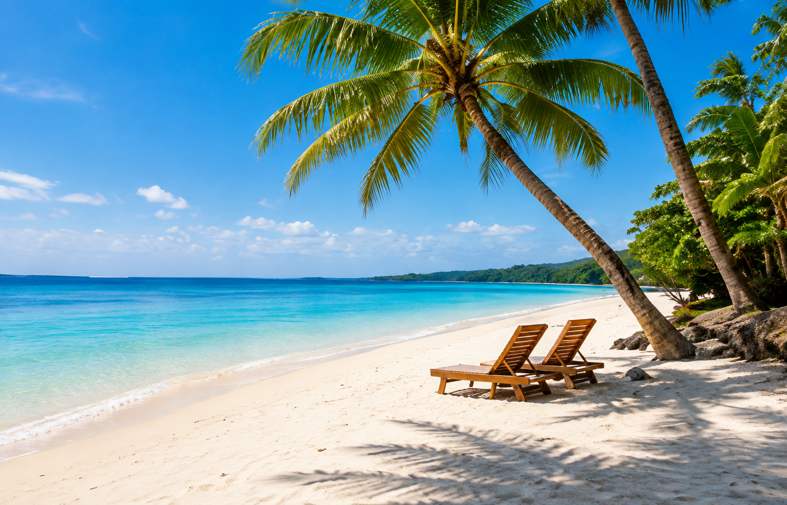 Beach relaxation under palm trees in Palawan