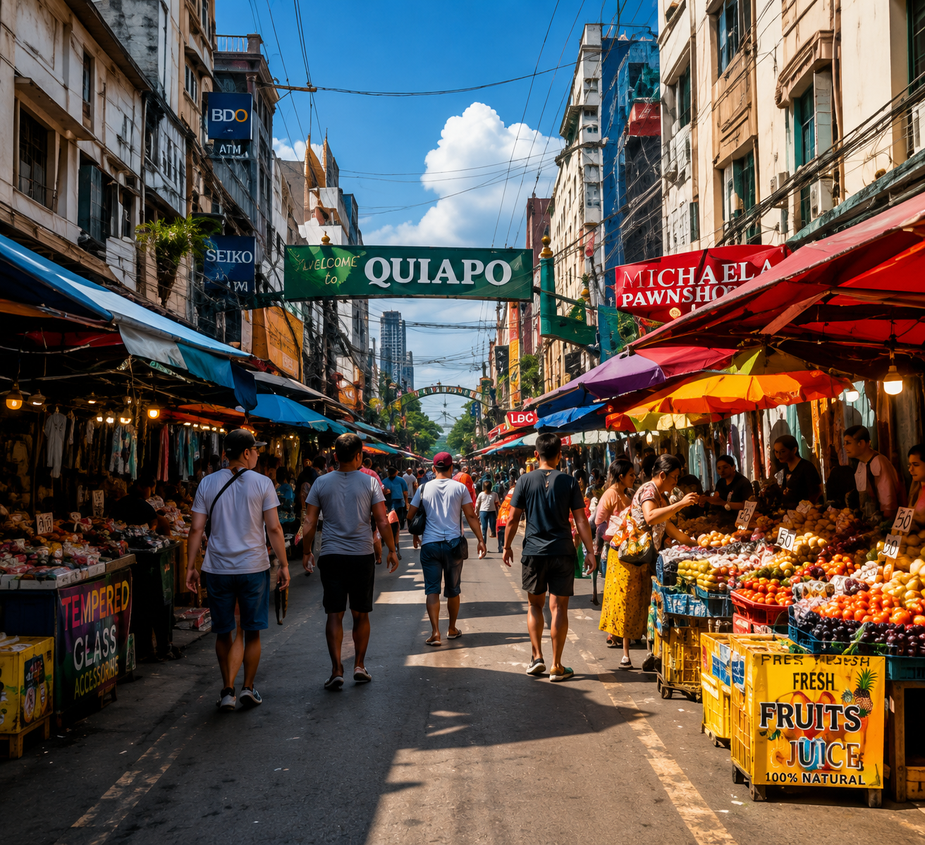 Bustling street market in Manila