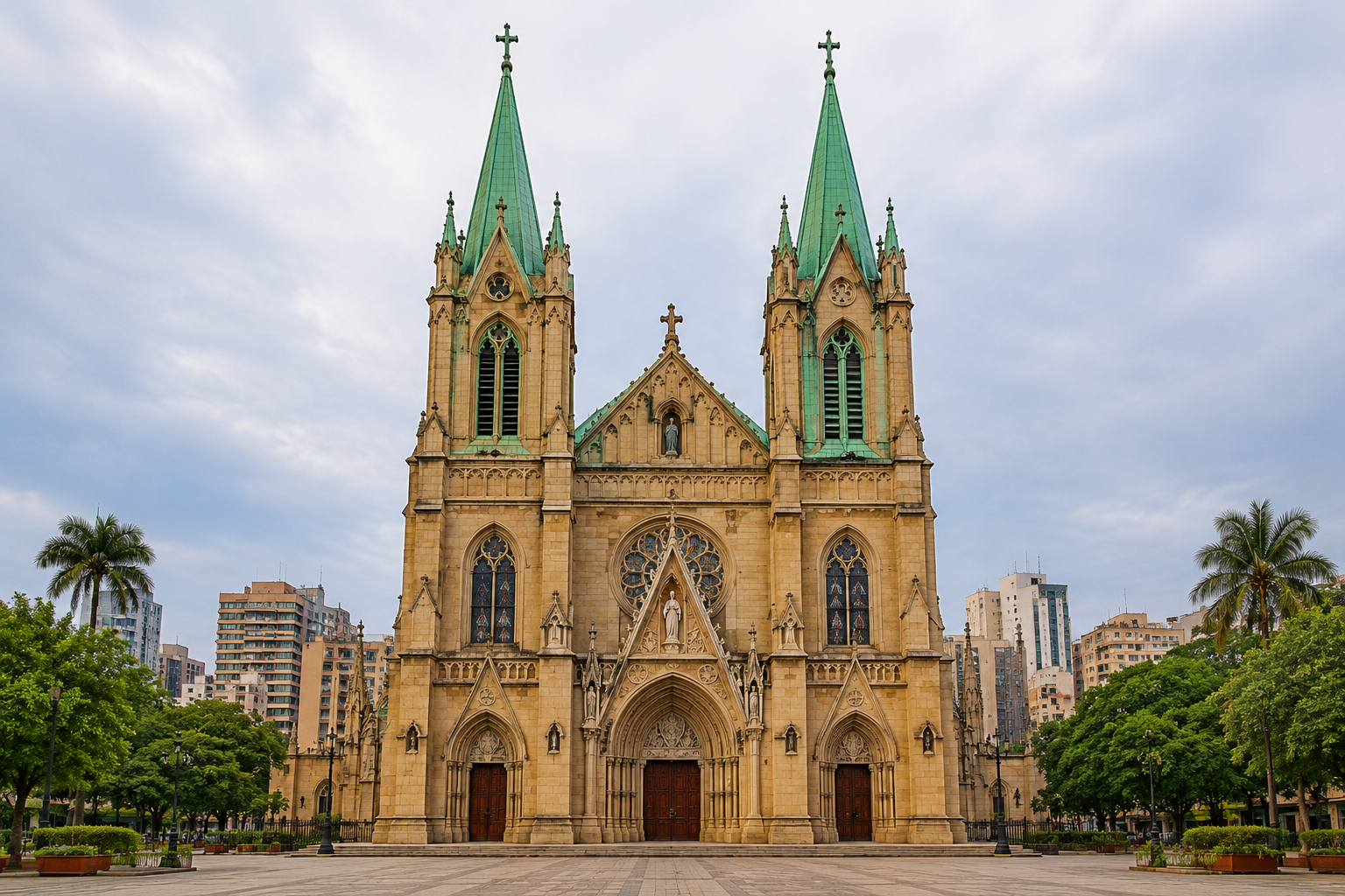 Sacred Heart Cathedral Gothic spires