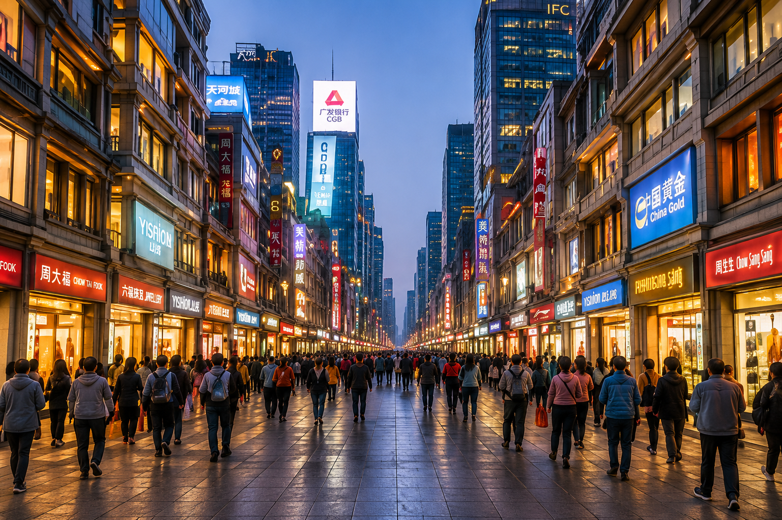 Beijing Road pedestrian street crowds