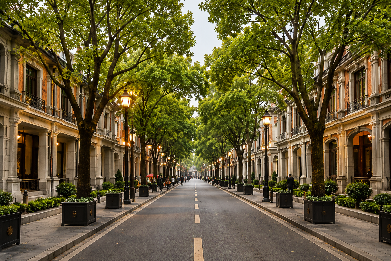 Shamian Island tree-lined colonial street