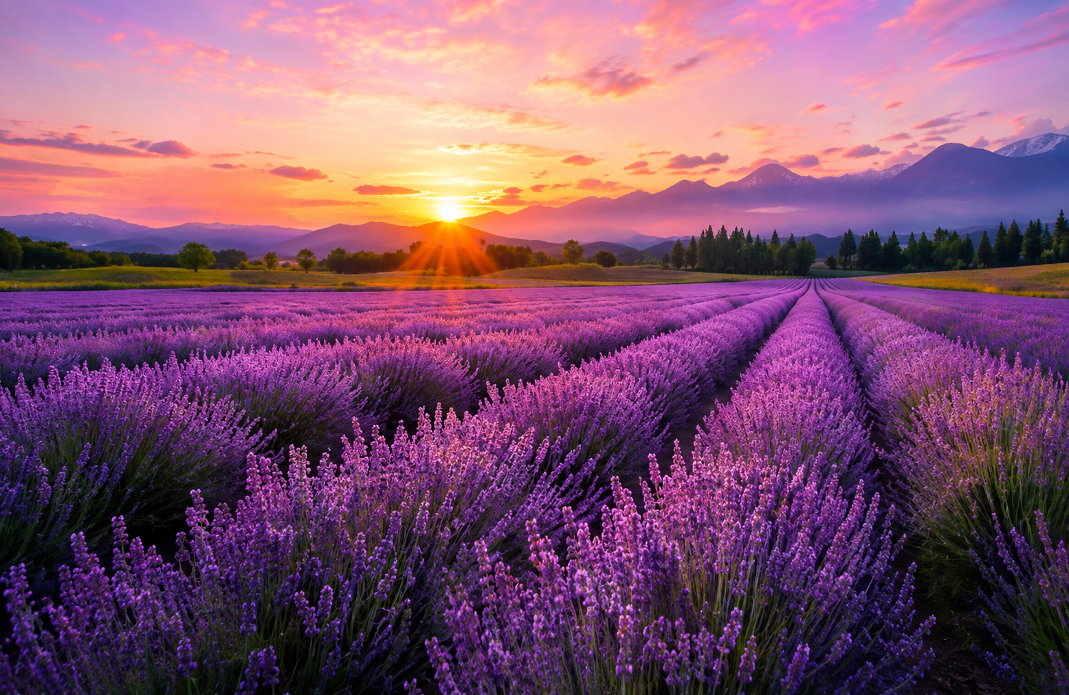 Furano lavender fields at sunset