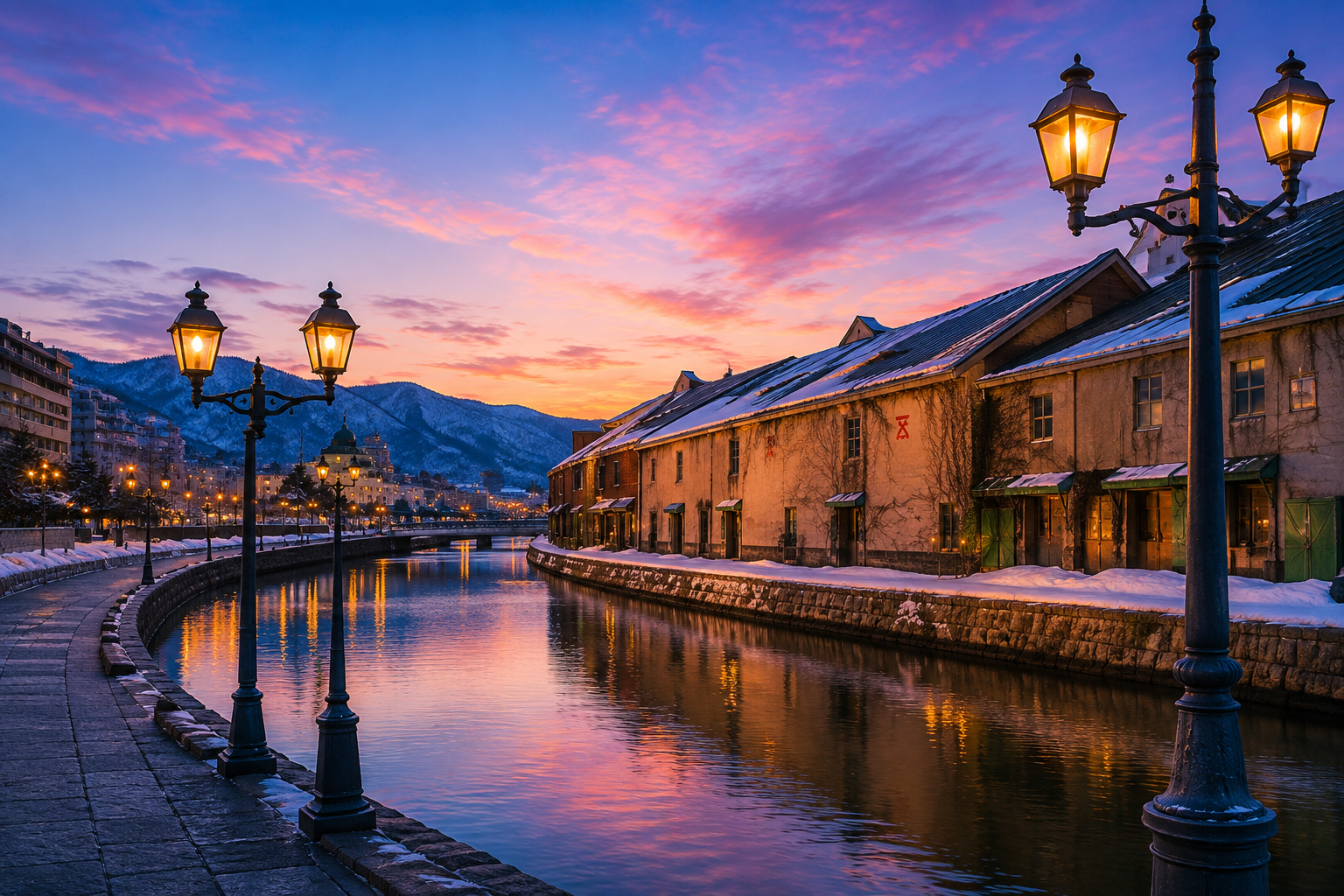 Otaru Canal with historic buildings