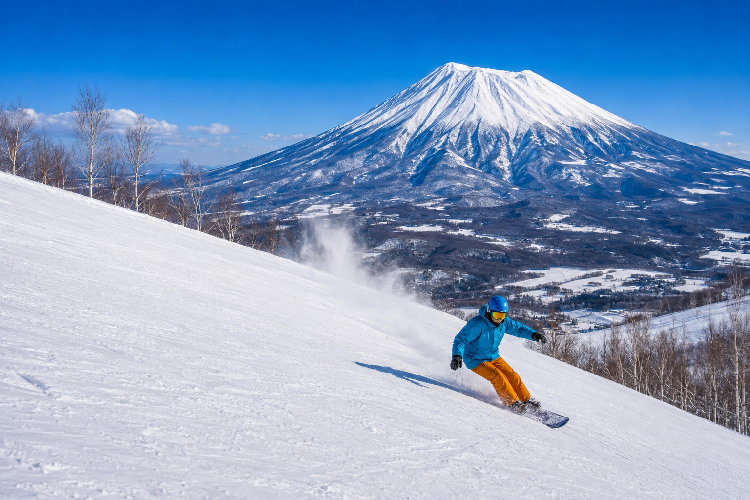Skier on Niseko ski slopes