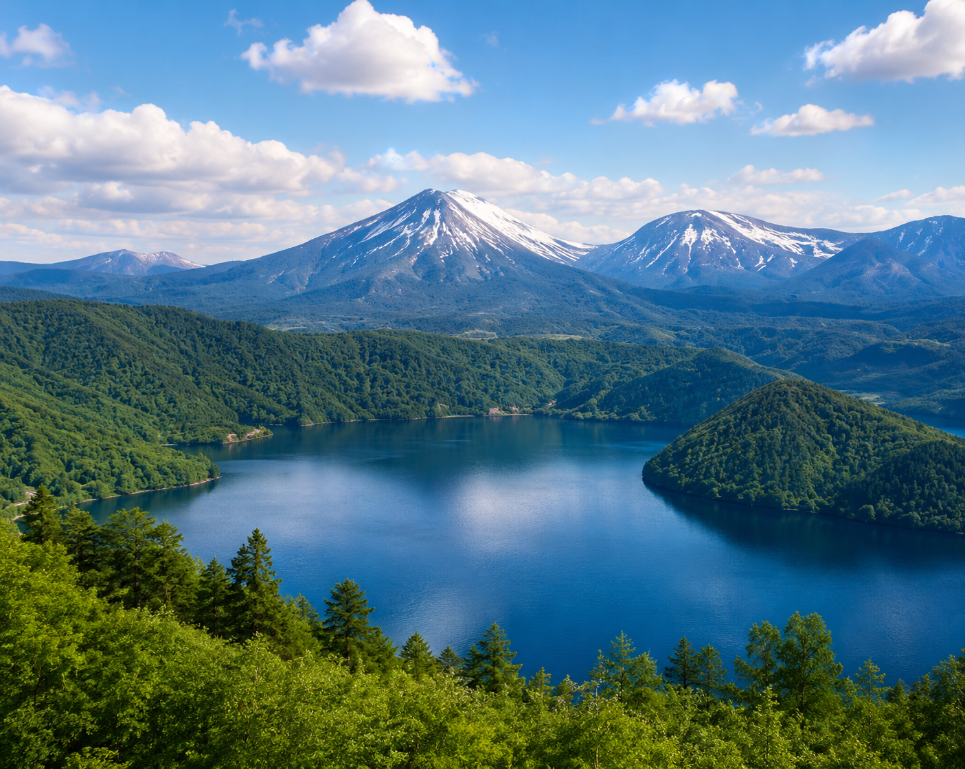 Shikotsu-Toya National Park lake and mountains