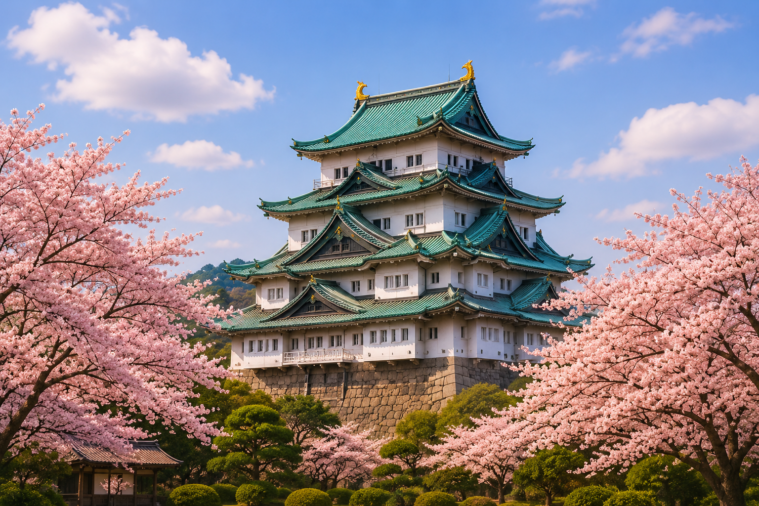Nagoya Castle surrounded by cherry blossoms