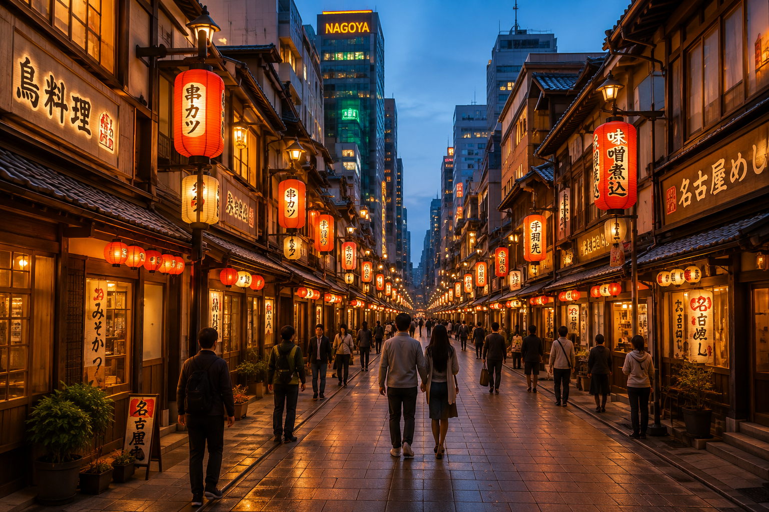 Sakae and Hisaya-odori Park at night