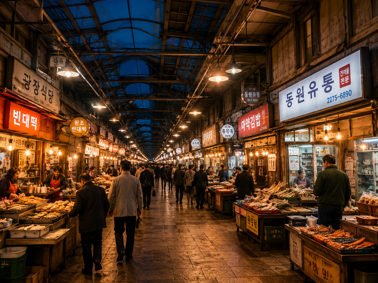 Gwangjang Market food stalls
