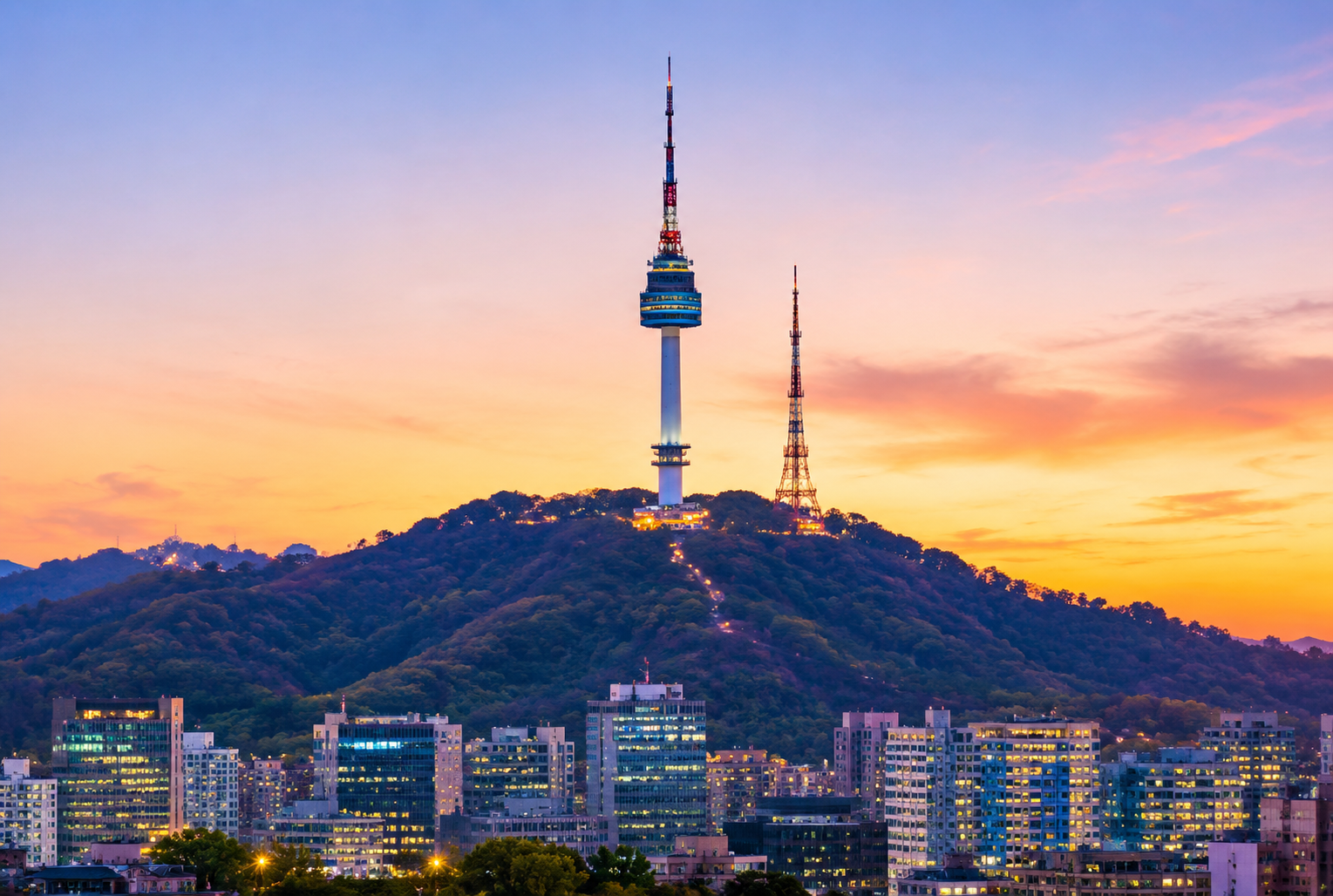 N Seoul Tower at sunset