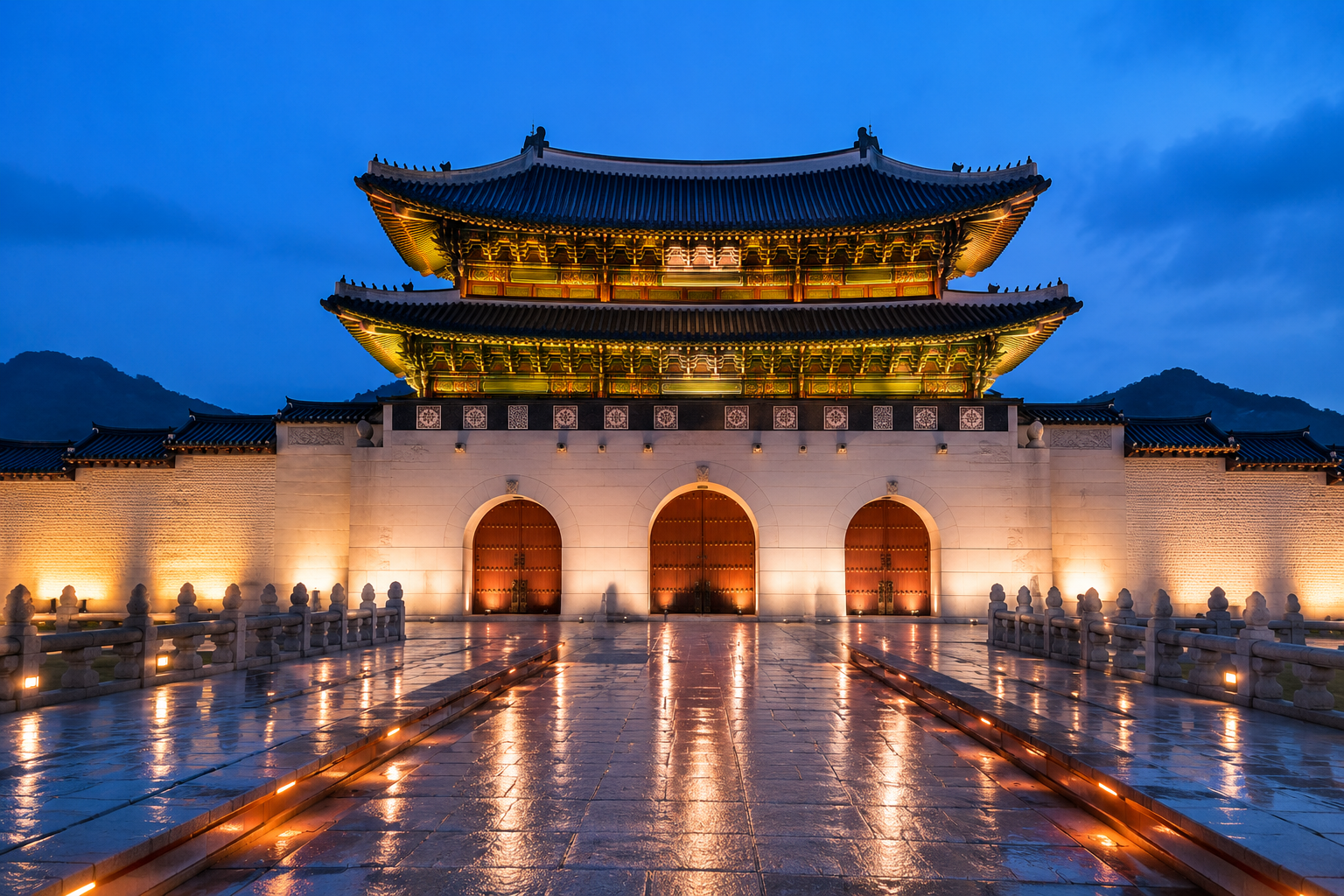 Gwanghwamun Gate at night