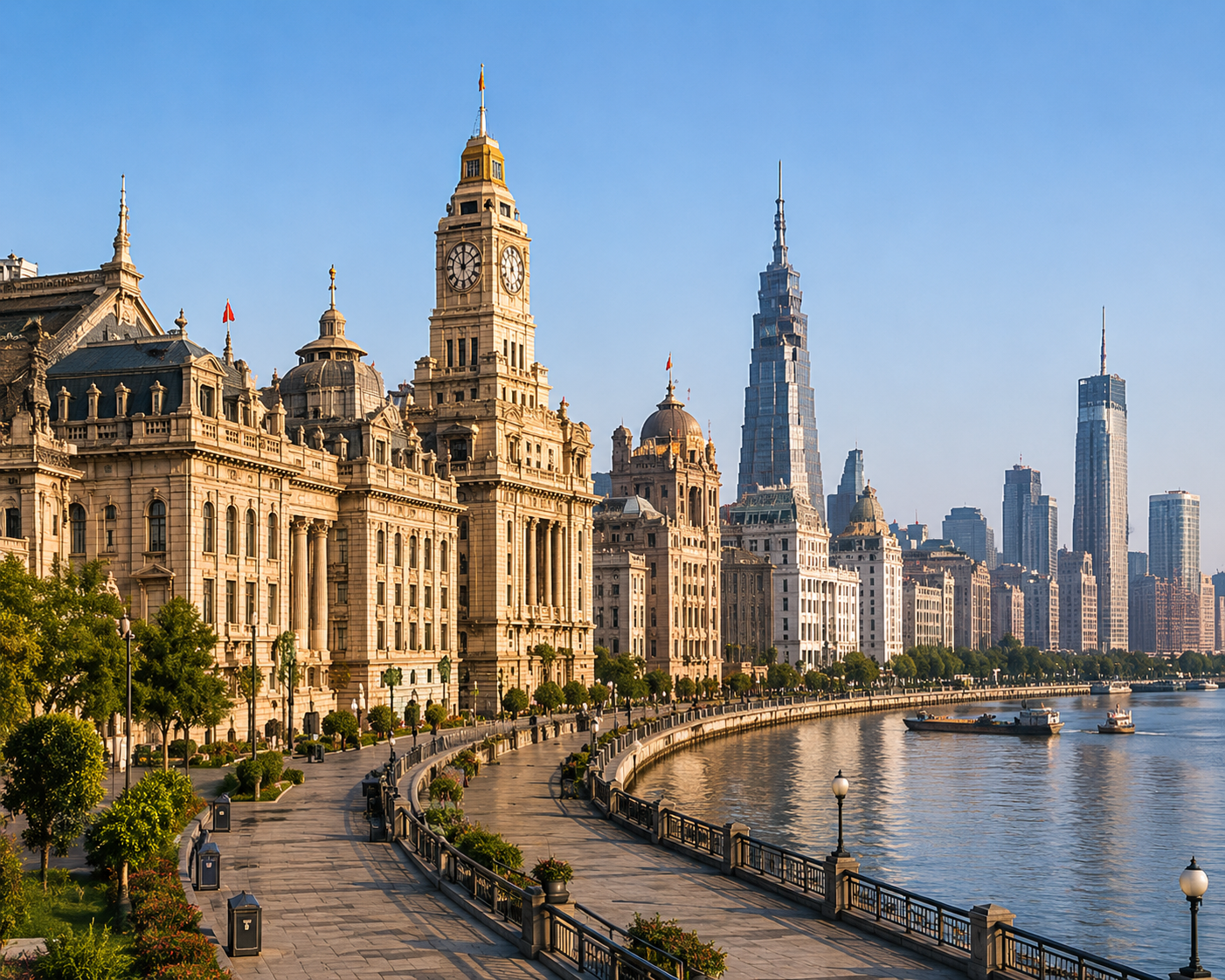 The Bund waterfront skyline at dusk