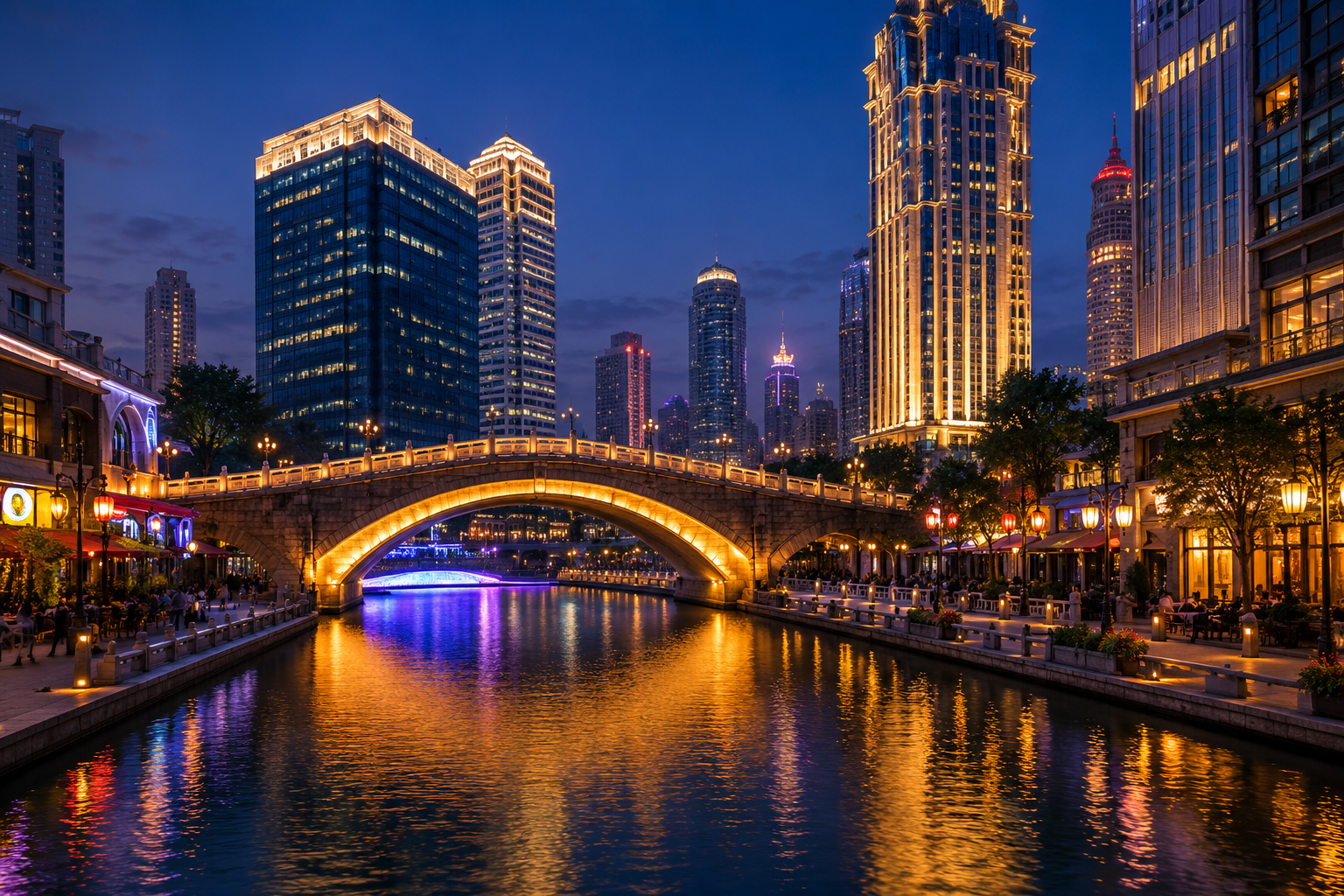 Suzhou Creek bridge at night