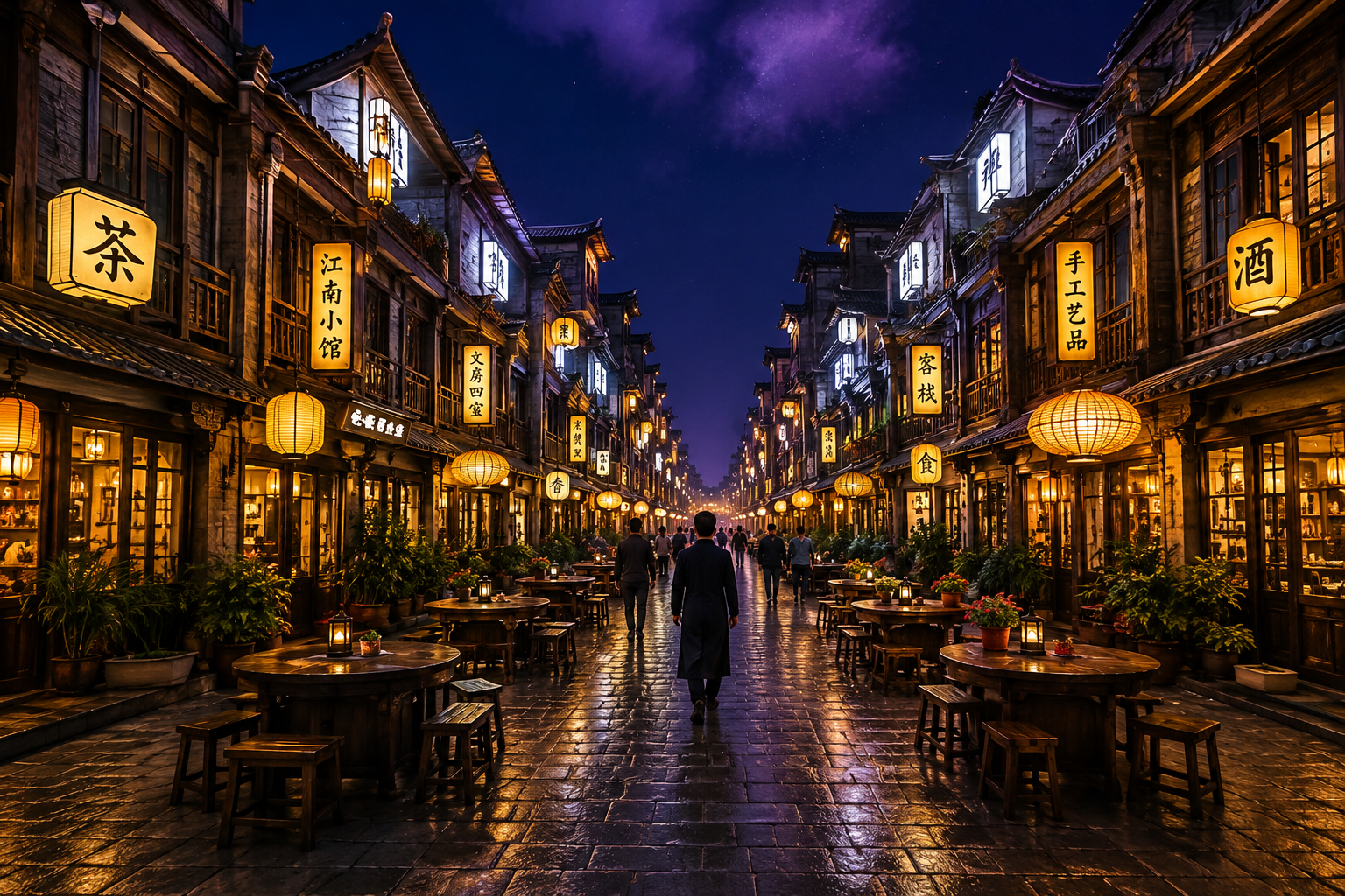 Xintiandi street at night