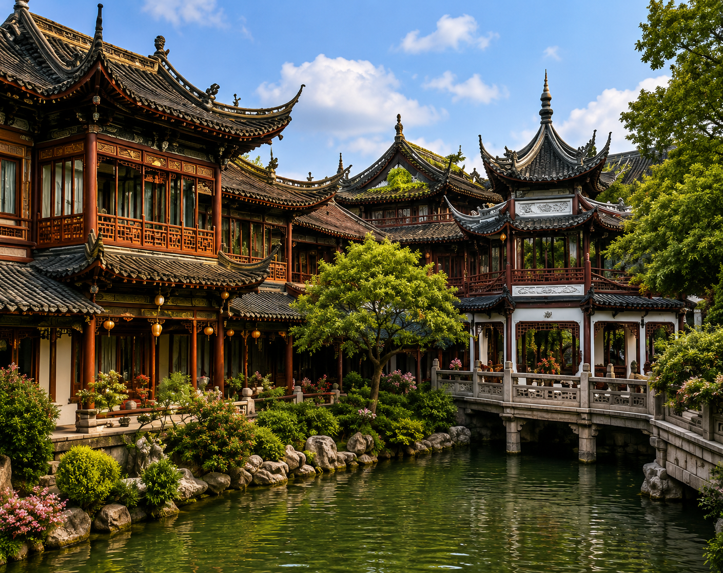 Yu Garden traditional pavilion and bridge