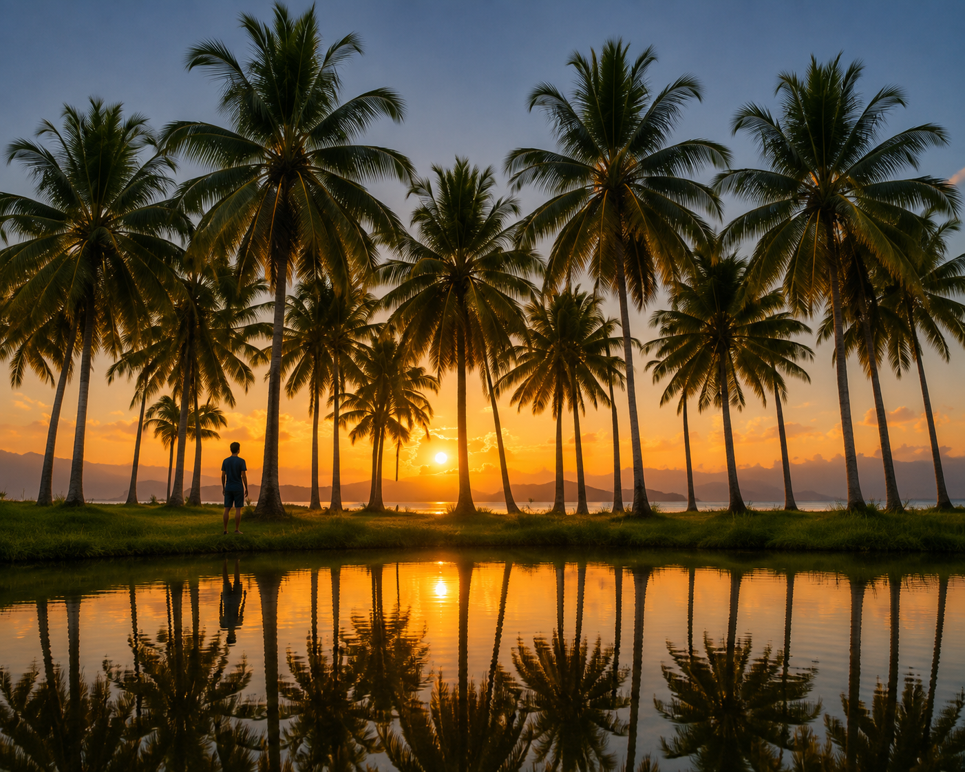 Sunset over palm trees in Siargao