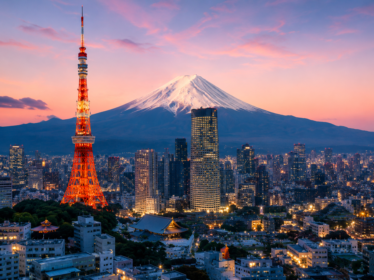 Tokyo Tower and Mount Fuji skyline