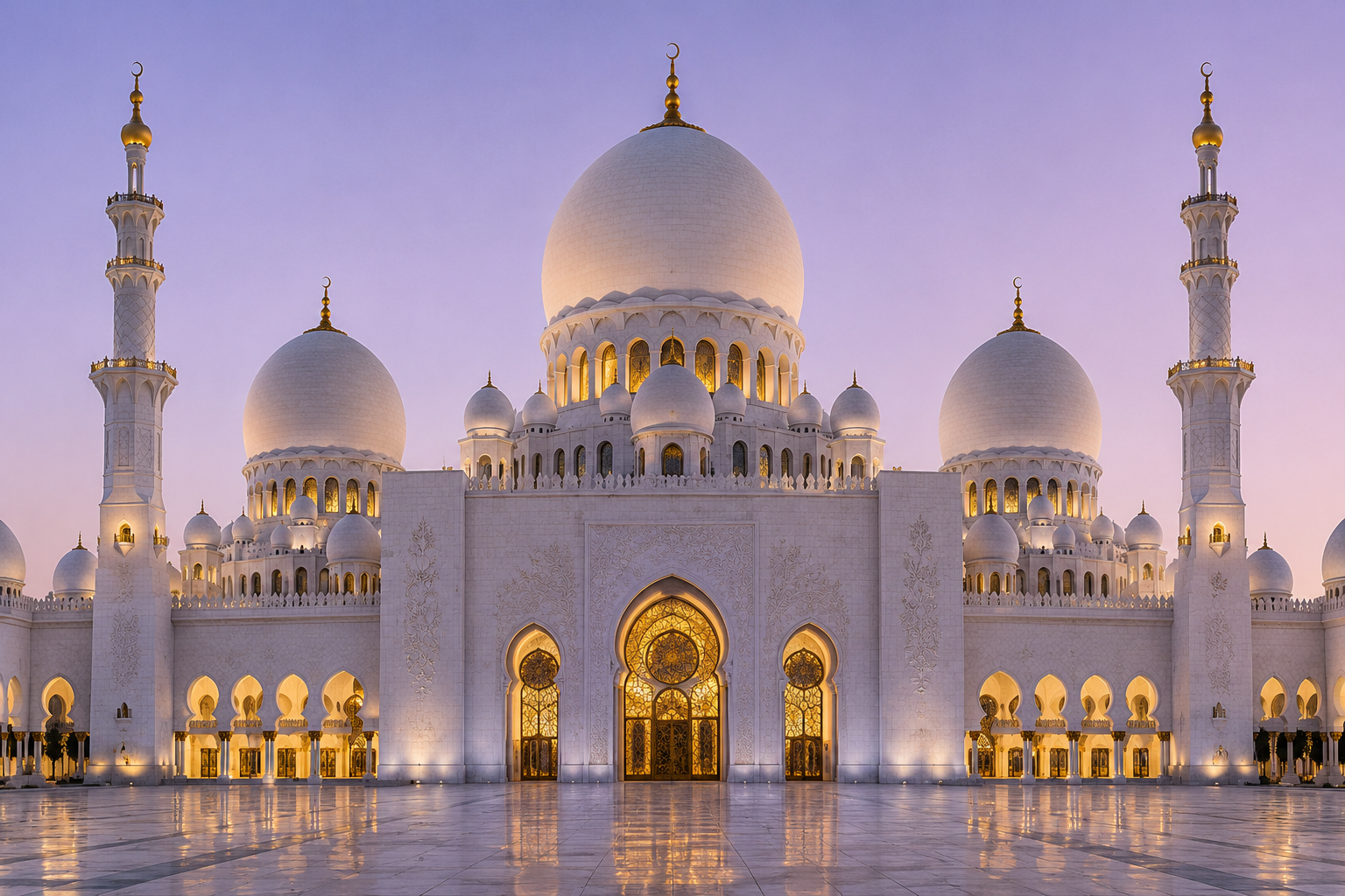 Sheikh Zayed Grand Mosque domes and minarets