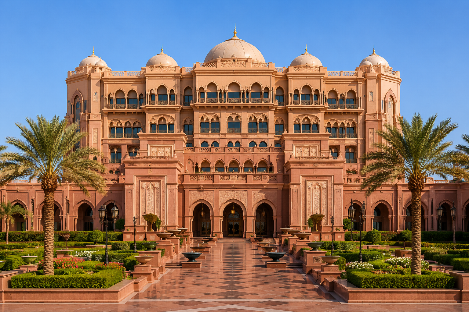 Emirates Palace hotel exterior gardens