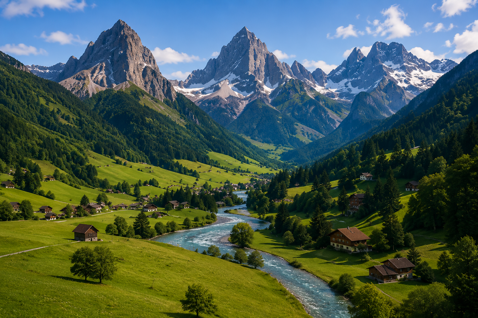 Grindelwald alpine village and peaks