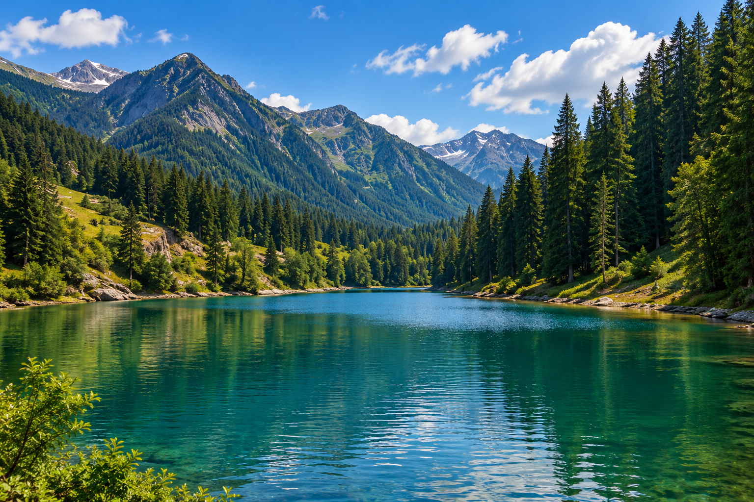 Black Forest lake surrounded by pine trees