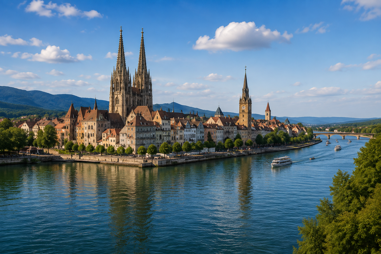 Rhine River cruise with villages along the banks