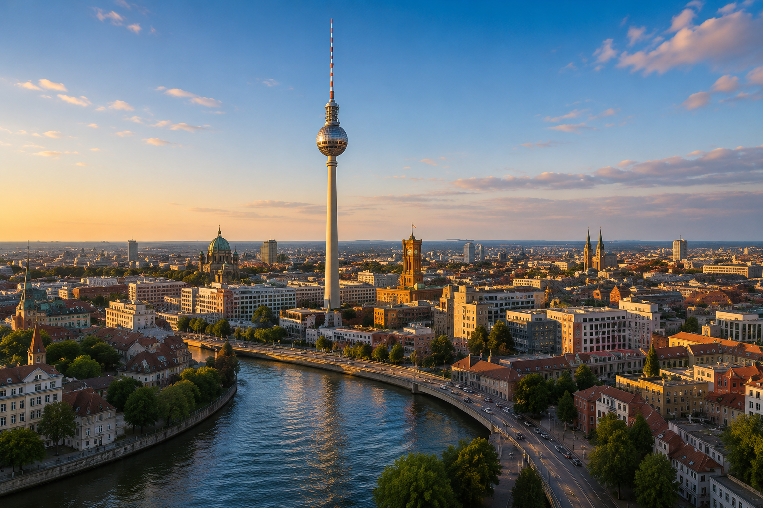 Berlin city skyline with TV tower
