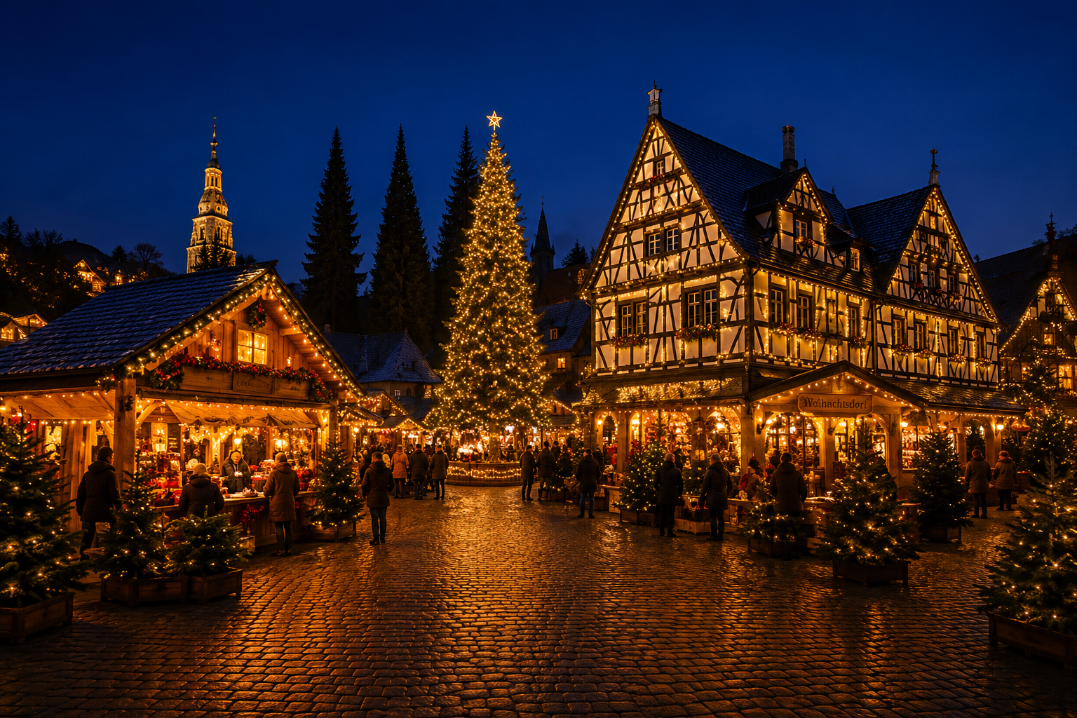 German Christmas markets illuminated at night