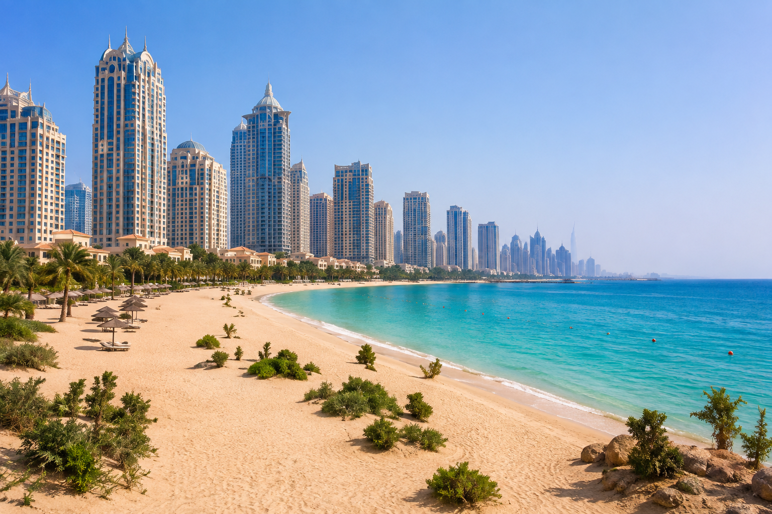JBR Beach coastline and skyline