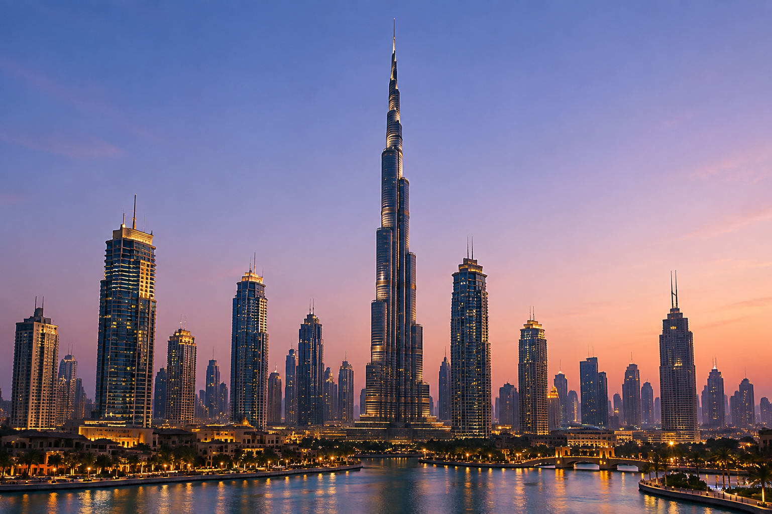 Burj Khalifa skyline at dusk