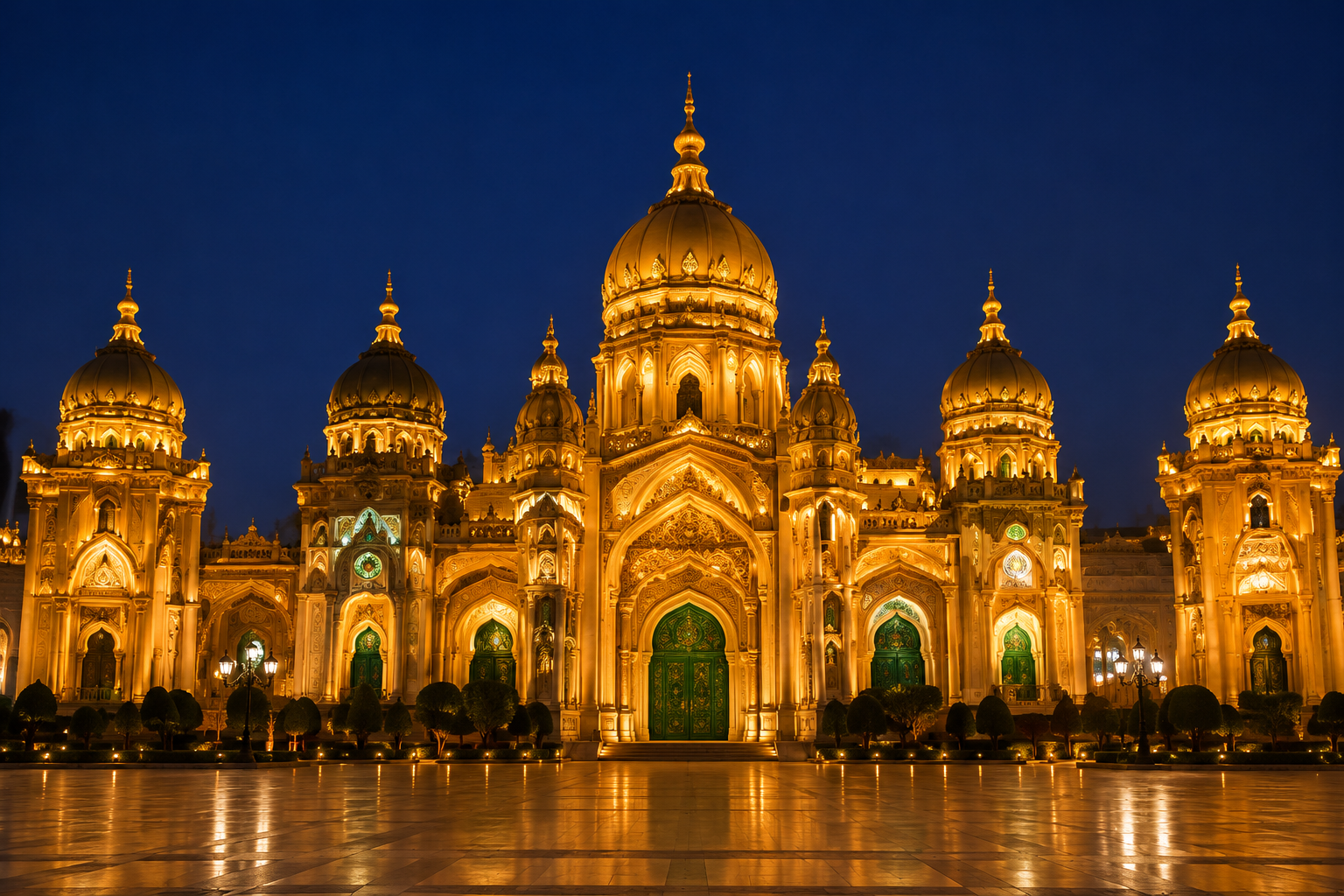 Global Village illuminated pavilions