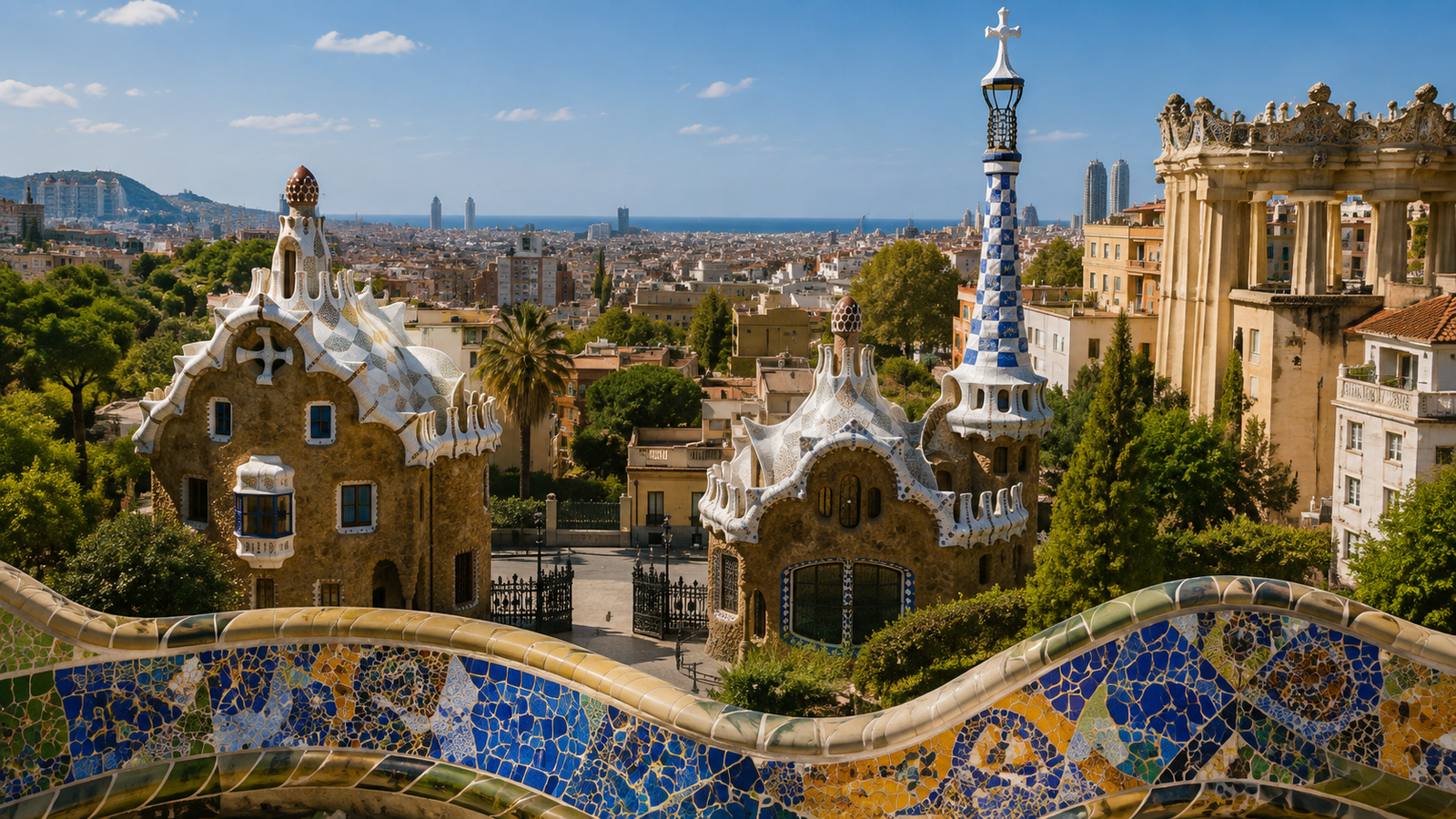 Barcelona Park Guell mosaic architecture