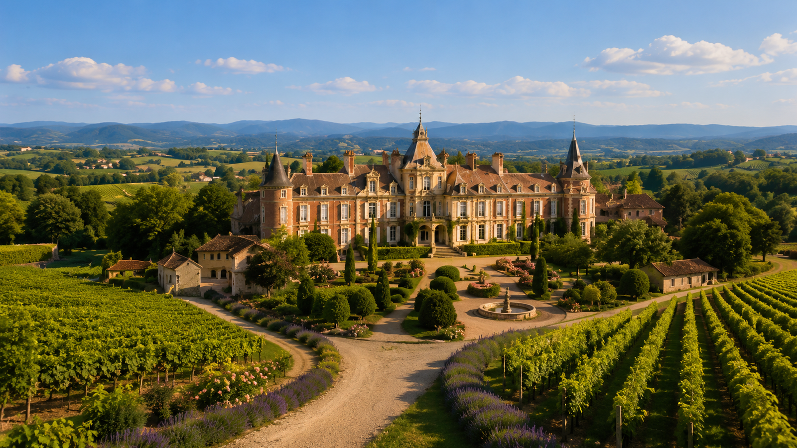 Bordeaux vineyards and chateau