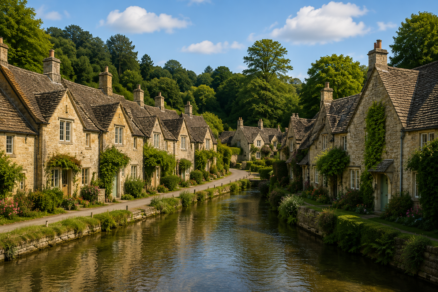 Cotswolds thatched cottages countryside