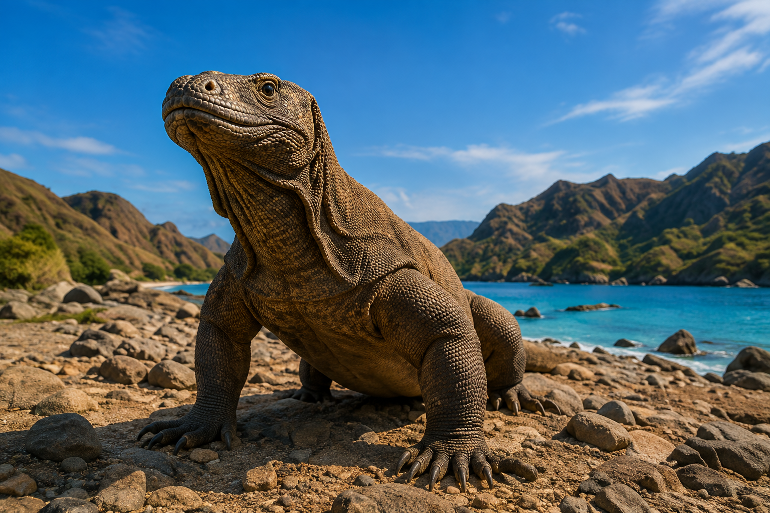 Komodo dragon on rocky terrain