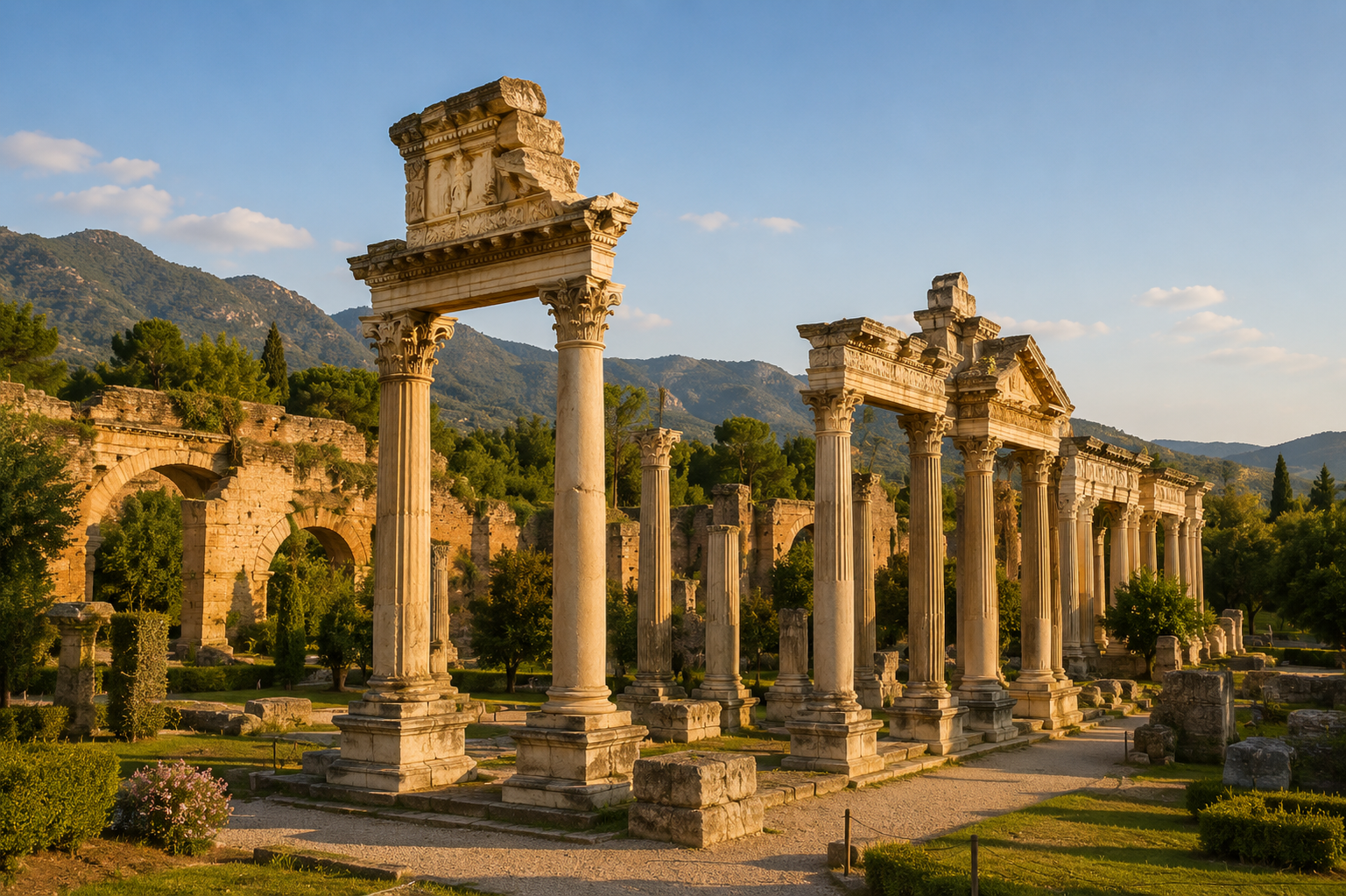 Roman ruins at golden hour