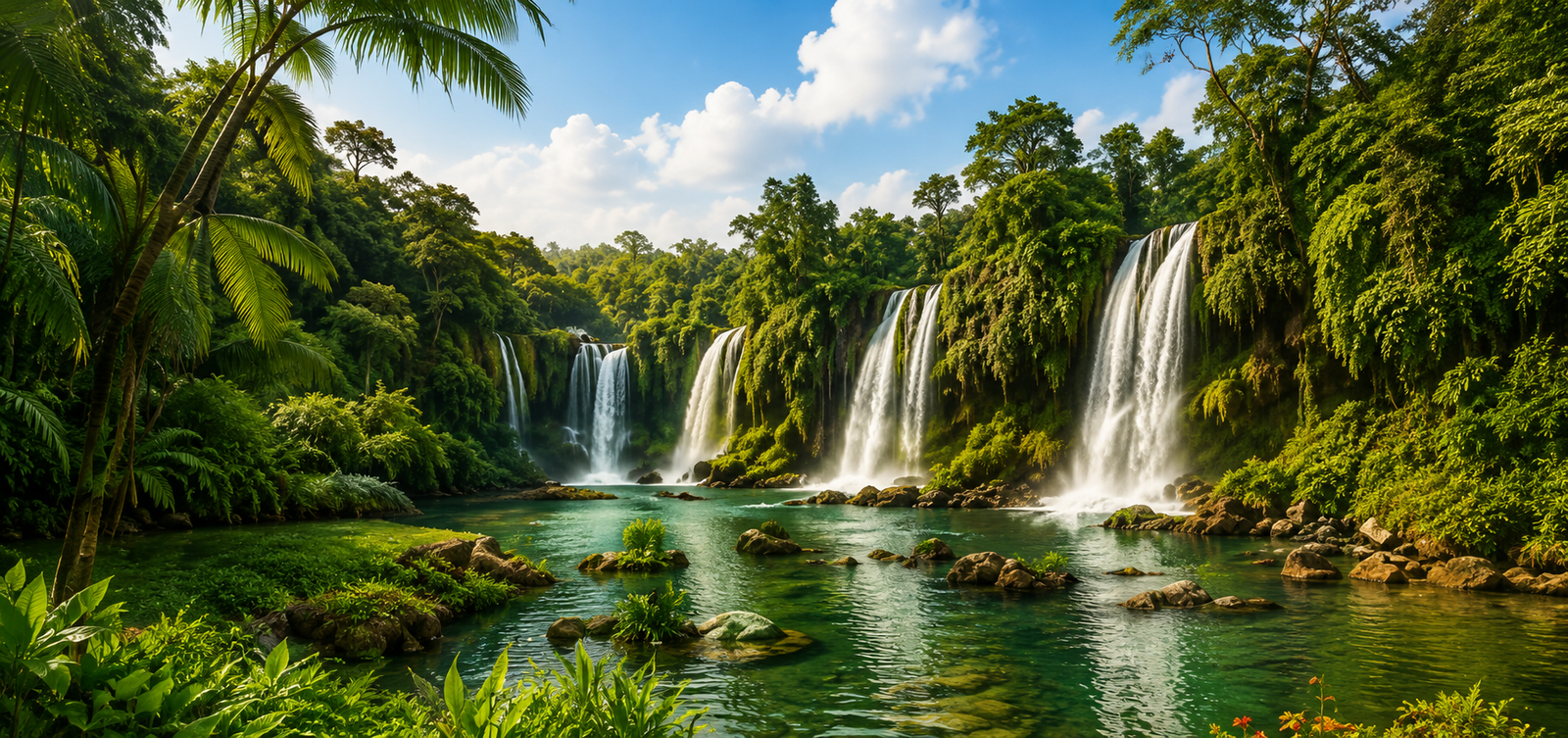 Kulen Waterfalls surrounded by jungle
