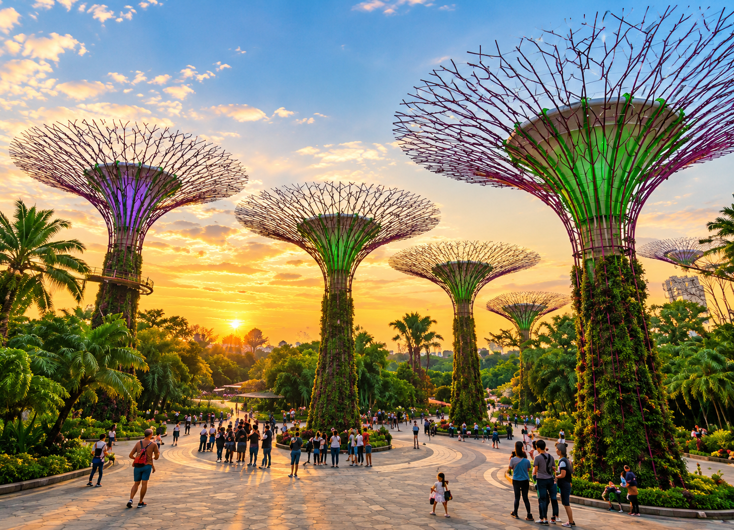 Gardens by the Bay Supertree Grove at sunset