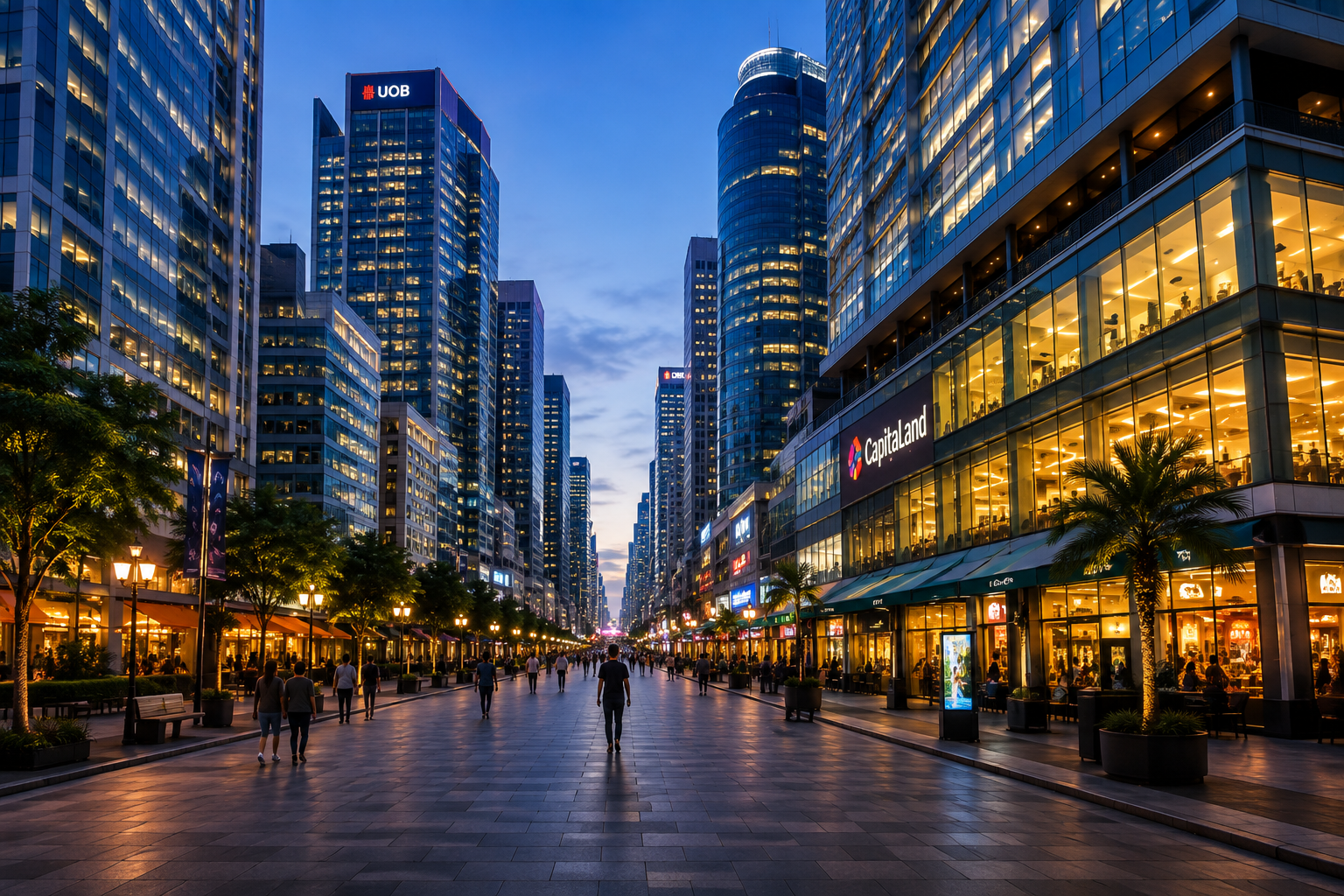 Orchard Road skyline at dusk