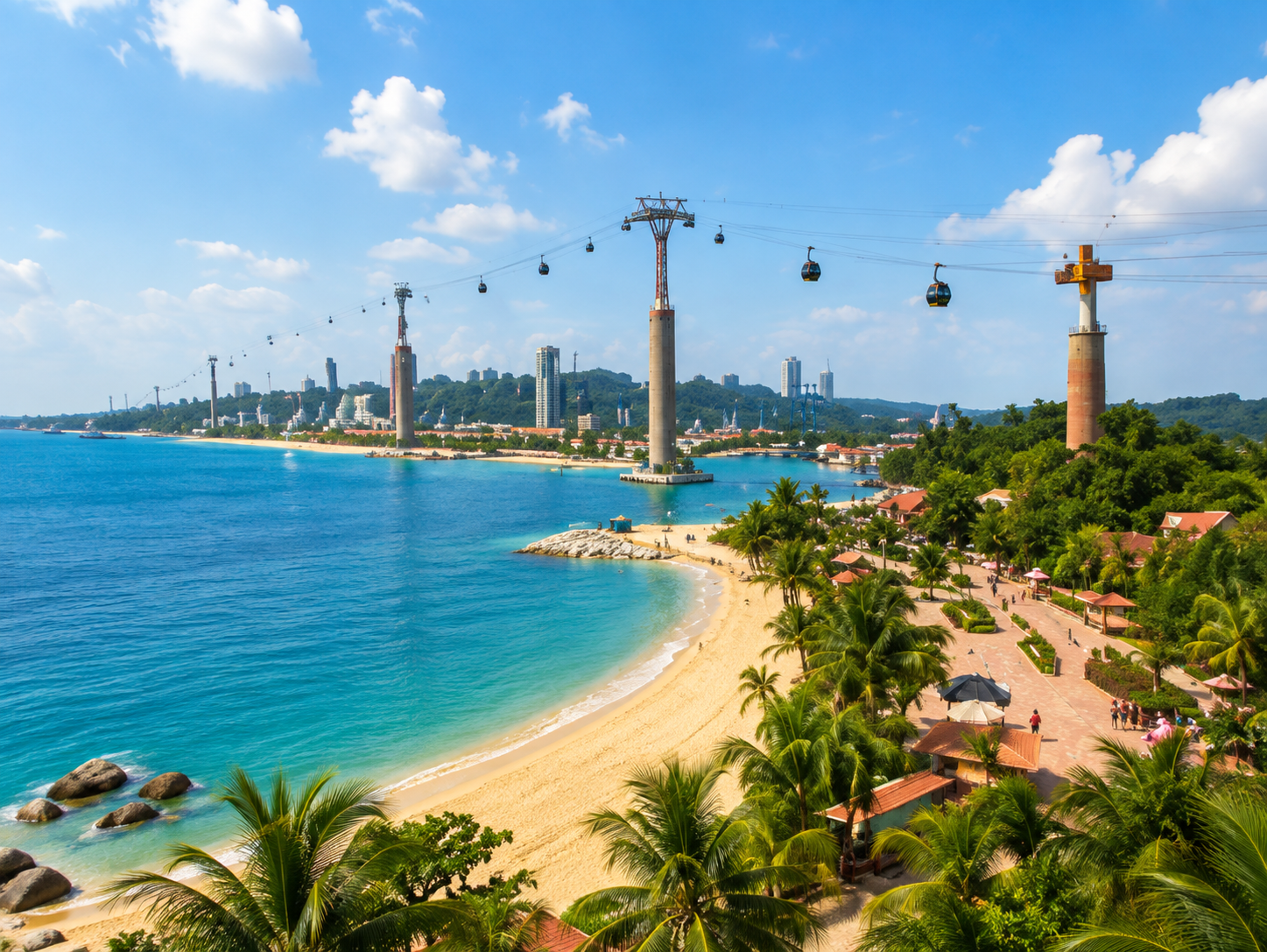 Sentosa Island cable car and beach