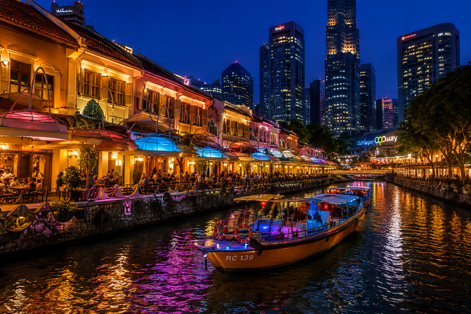 Clarke Quay riverside at night